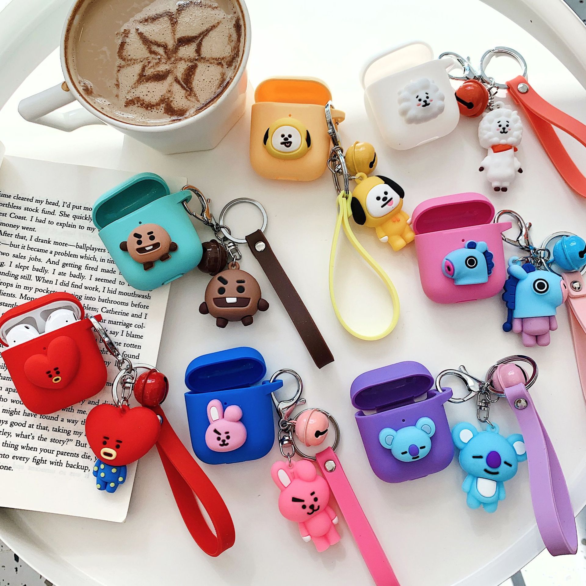 for AirPods pro/2/1 cover Cartoon cute Airpod earphone Accessorries Air Pods Protwctor with Key Chain for apple airpodspro cases
