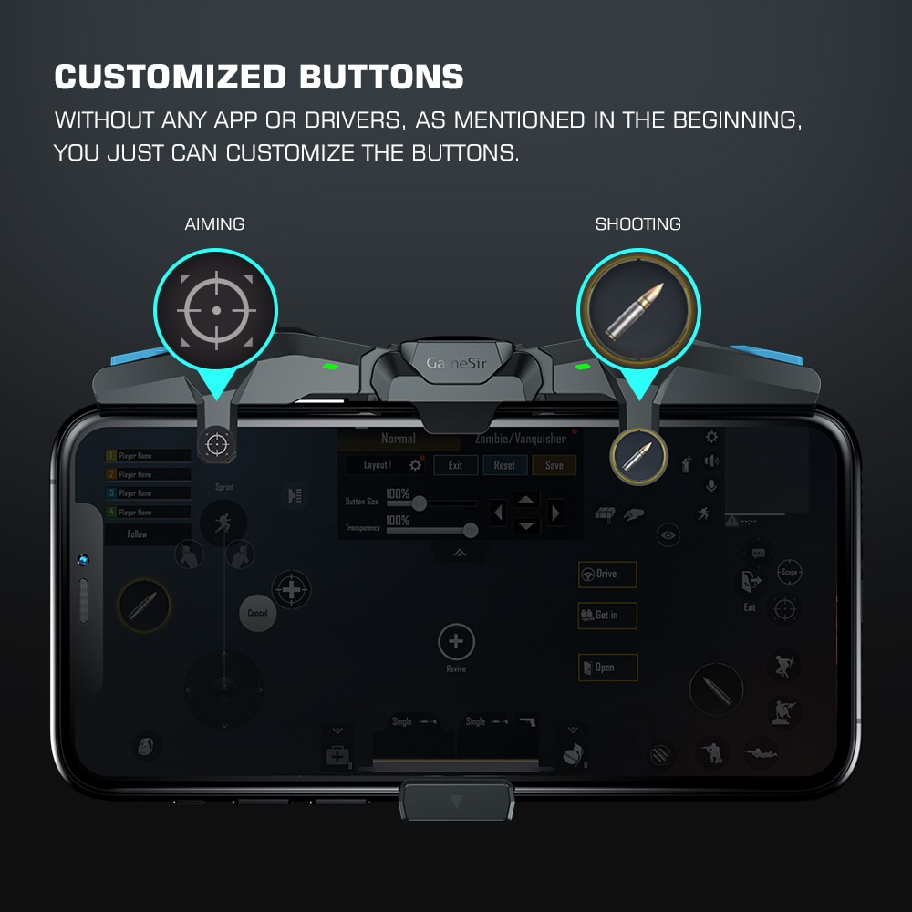 GameSir F4 Falcon Mobile Game Controller PUBG Gamepad Joystick Trigger for iPhone iOS Android Call of Duty