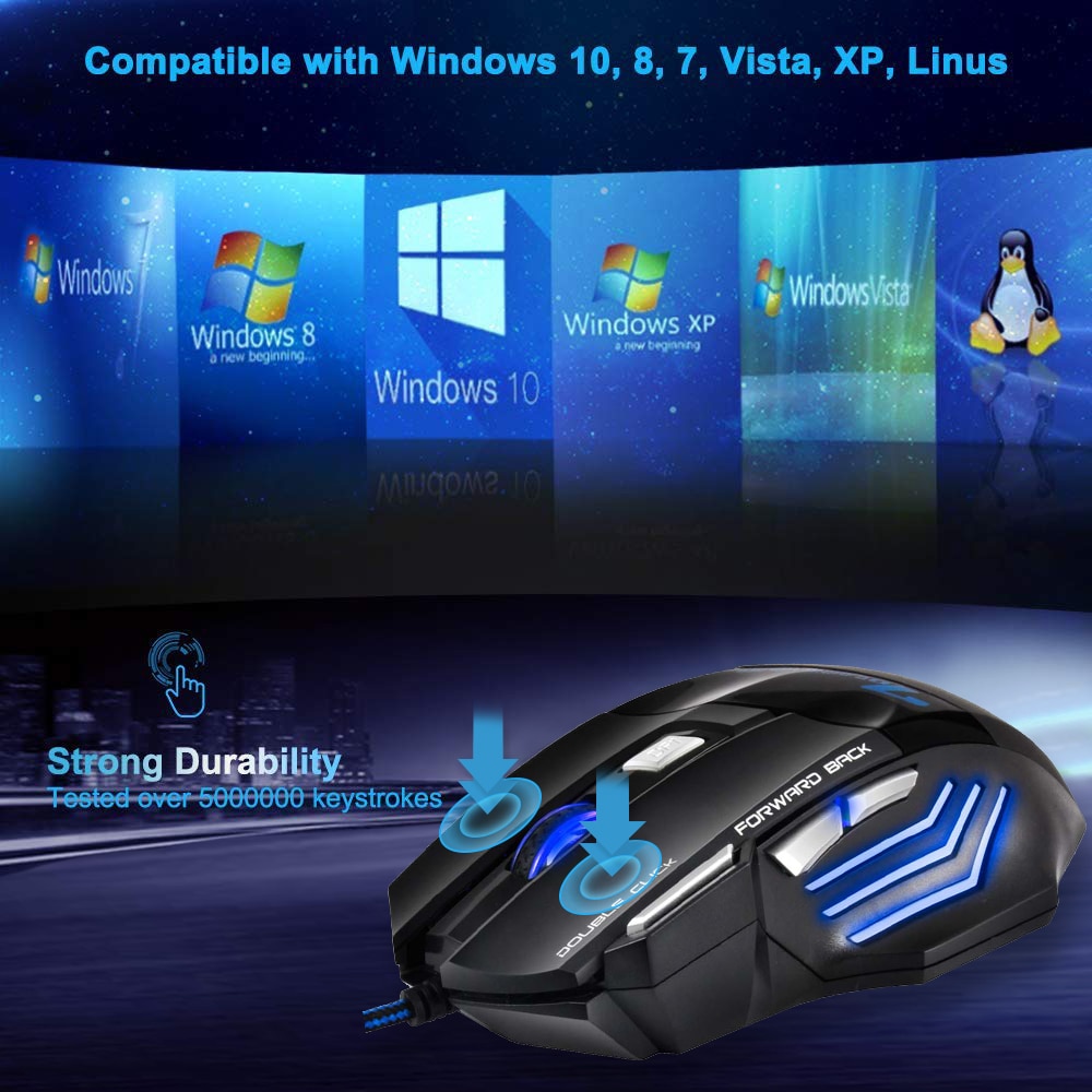 Ergonomic Wired Gaming Mouse 7 Button LED 5500 DPI USB Computer Mouse Gamer Mice X7 Silent Mause With Backlight For PC Laptop