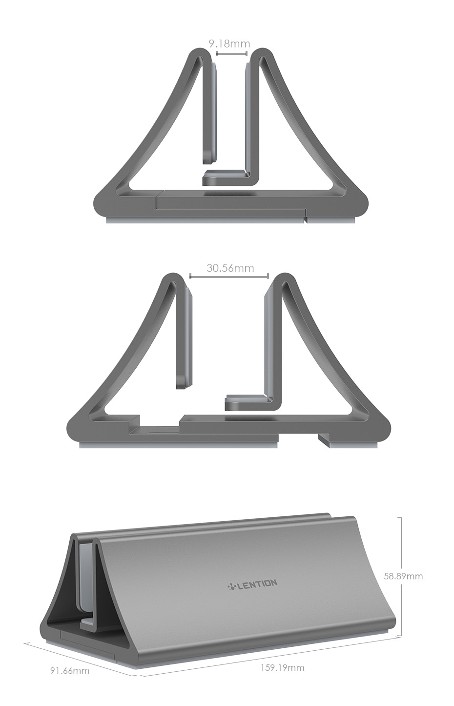 Aluminum Space-Saving Vertical Desktop Stand for MacBook Air/Pro 16 13 15, iPad Pro 12.9, Chromebook and 11 to 17-inch Laptop