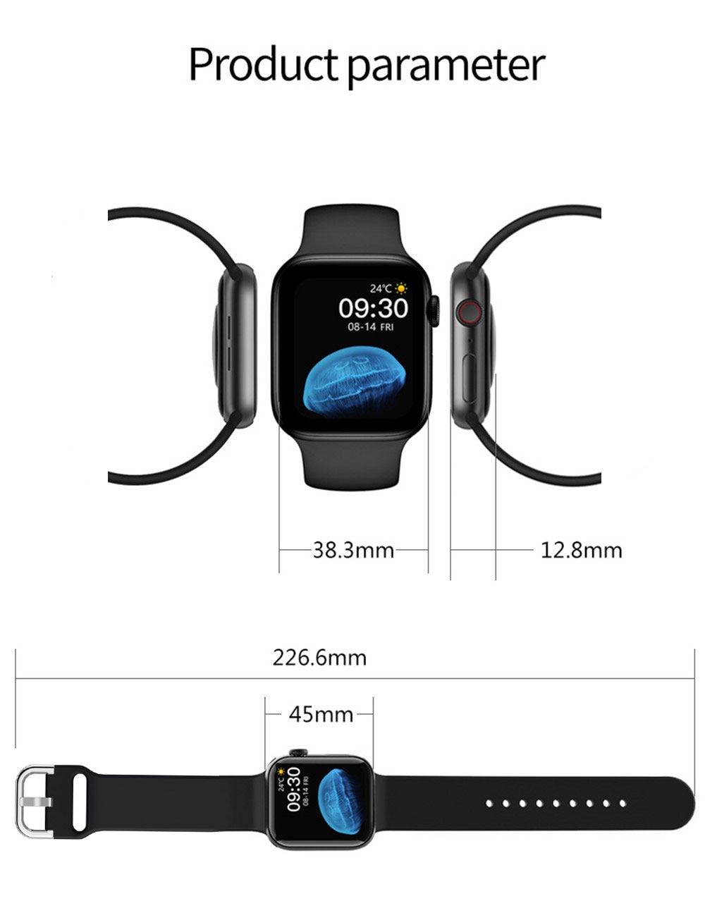 2021 HW22pro Smart Watch Men Women Split Screen Display Smartwatch Body Temperature Monitor Bluetooth Call For Android IOS IWO
