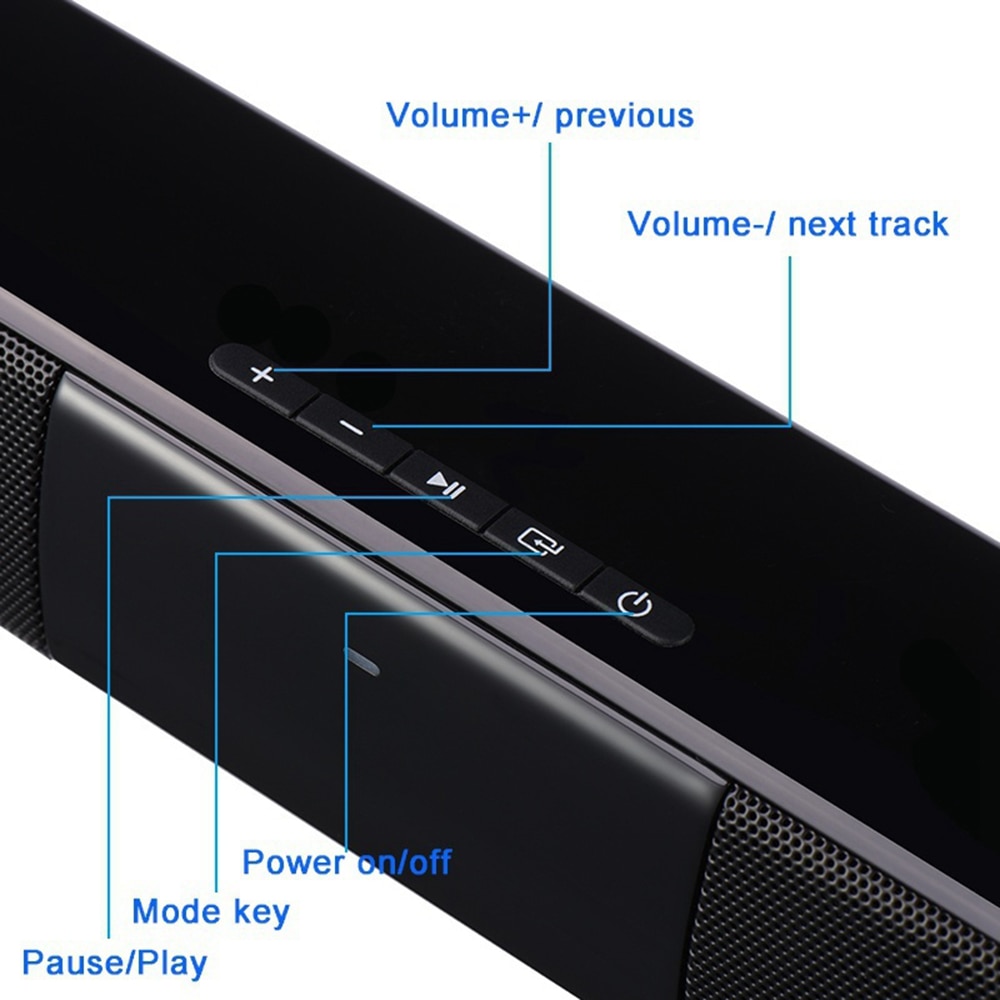 20W Portable Wireless Column Soundbar Bluetooth Speaker Powerful 3D Music Sound bar Home Theater Aux 3.5mm TF For TV PC
