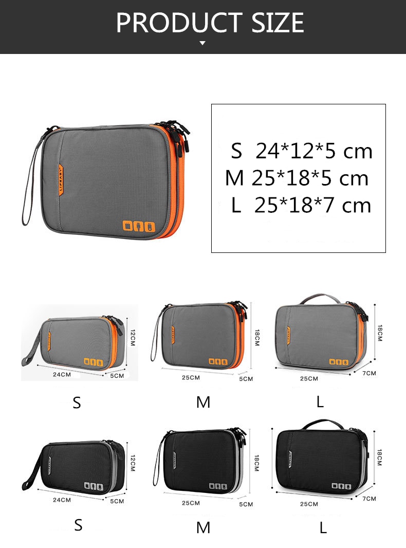 TUUTH Travel Cable Storage Multi-Function Digital Storage Bag Gadget Organizer Digital Pouch Ipad Earphone Charge Double Layer
